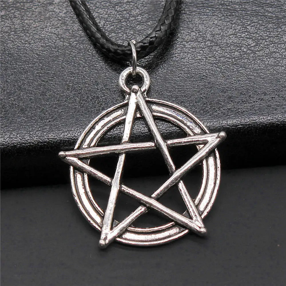 Pentagram Pendant Necklace for Men 45cm Chain
