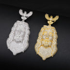 Iced Out Eagle Jesus Piece Pendant Necklace — Copper Alloy