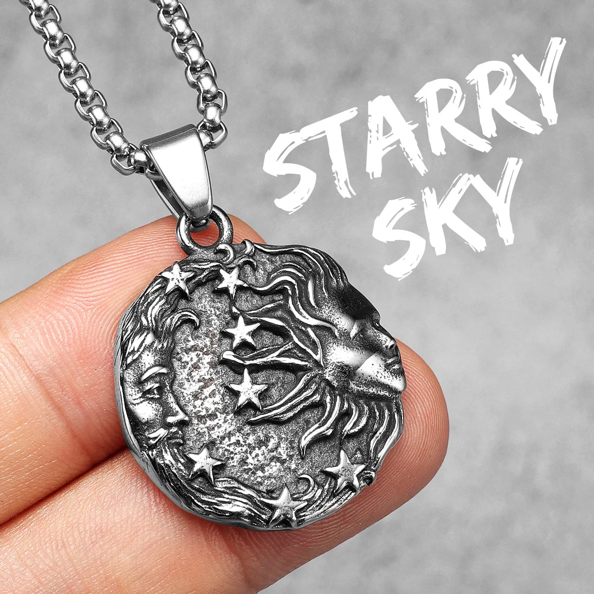 Greek Myth Sun Moon Pendant — Stainless Steel