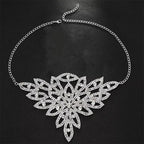 FTCY Personalized Fashion Leaf Rhinestone Necklace For Women Luxury Shining Crystal Floral Necklace Wedding Jewelry