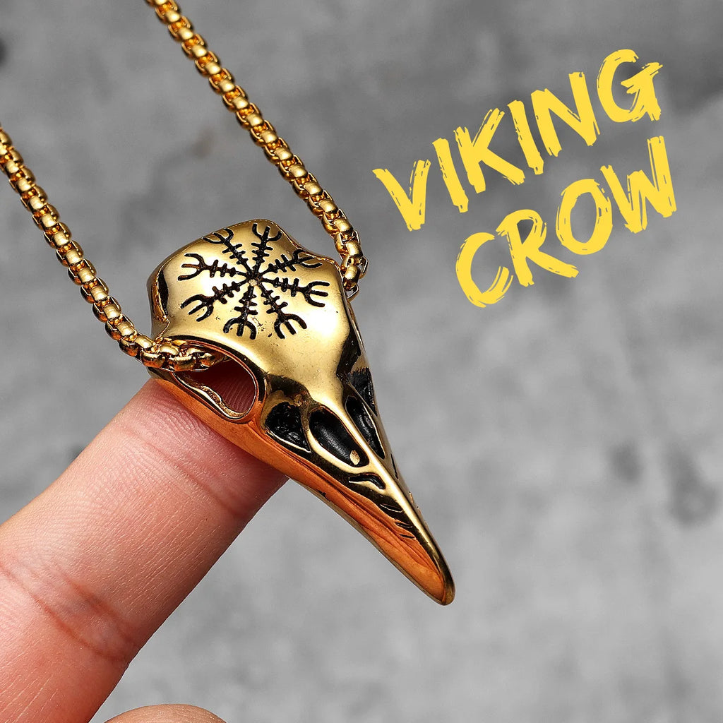 Viking Crow Simple Men Necklaces With Pendant Stainless Steel Jewelry For Male Women Punk Hip Hop Accessories Gifts Wholesale
