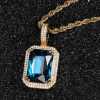 Iced Out Rope Pendant Necklace Stainless Steel