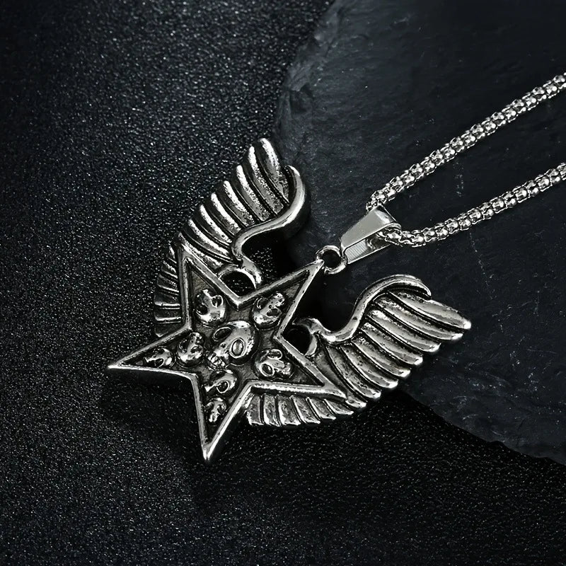 Star Skeleton Wing Pendant Necklace — Gothic