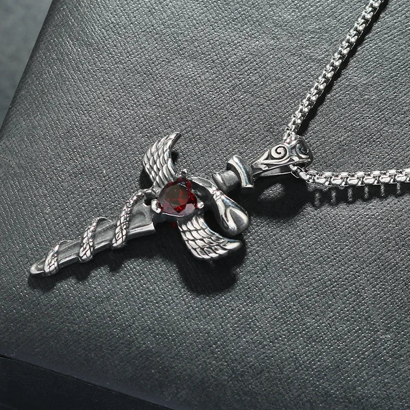 Cross Snake Steel Pendant European American Versatile