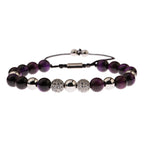 Black CZ Pave Ball Beaded Bracelet for Men — Adjustable Weave