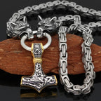 Viking Wolf Stainless Steel Pendant Necklace