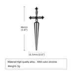 Black Cross Studs Sword Earrings