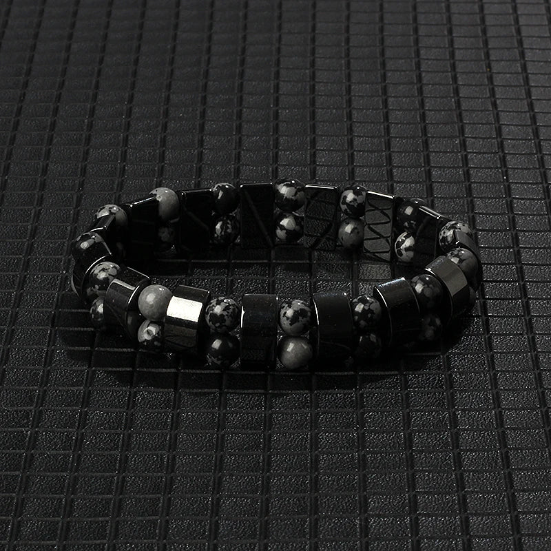 Hematite Therapy Stretch Bracelet — Mixed Metal