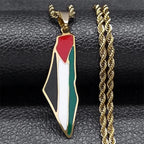 Palestine Flag Steel Pendant Necklace Chain