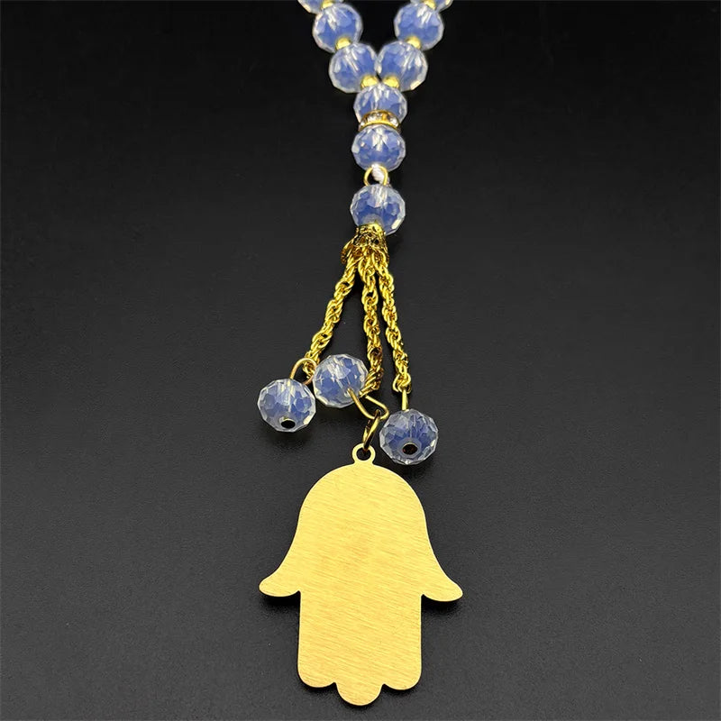 Hamsa Evil Eye Pendant Necklace — Stainless Steel