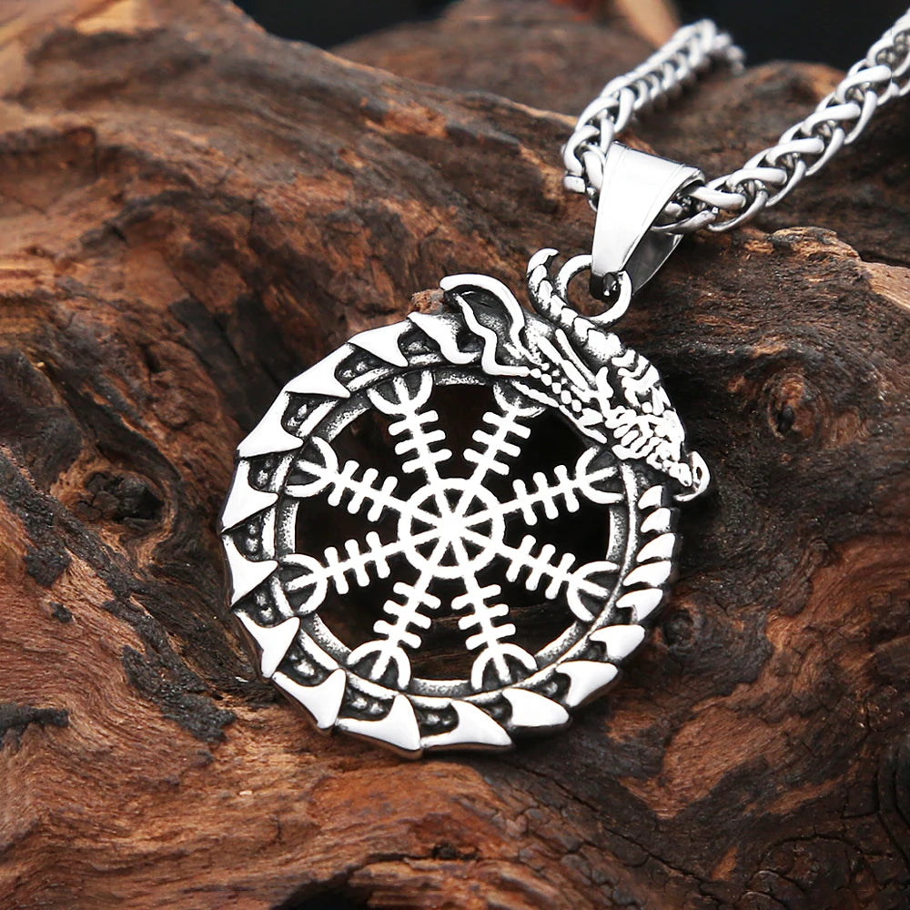 Dragon Viking Steel Pendant Vintage Ouroboros
