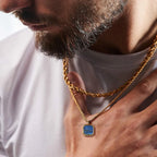 Tiger Eye Lapis Stone Pendant — Stainless