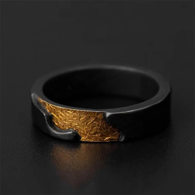 Delicate High Grade Sunshine Lines Ring Male Jewelry Adjustable Romantic Black Gold Collision Trendy Finger Ring