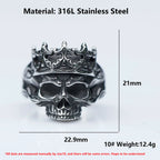 Vintage Gothic Skull Punk Ring — Stainless Steel