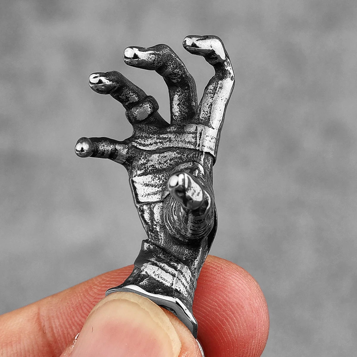 Devil Hand Skull Pendant Necklace — Stainless Steel