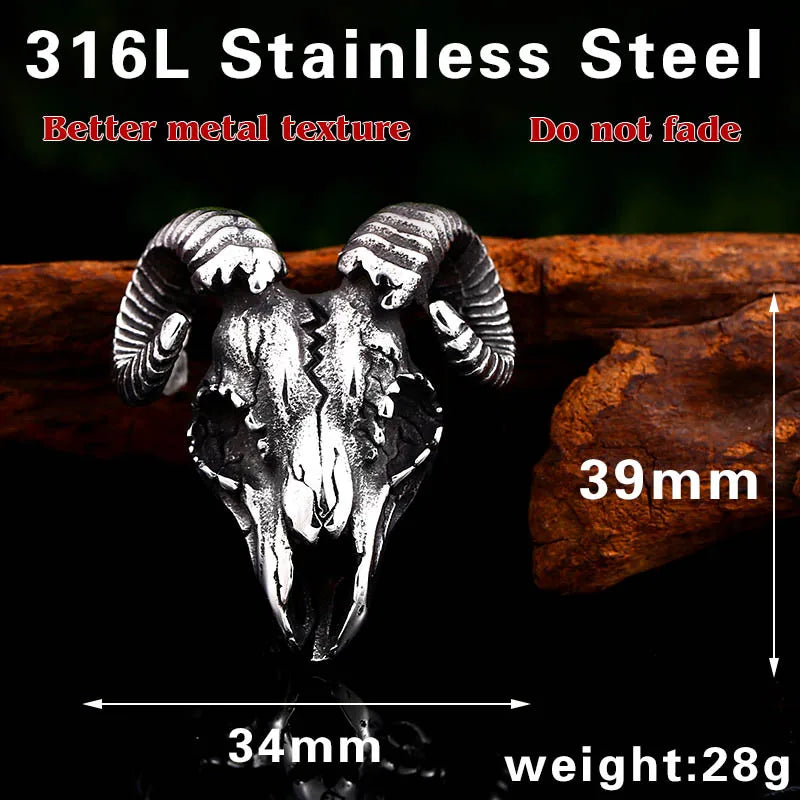 Gothic Satanic Skull Stainless Steel Pendant Necklace