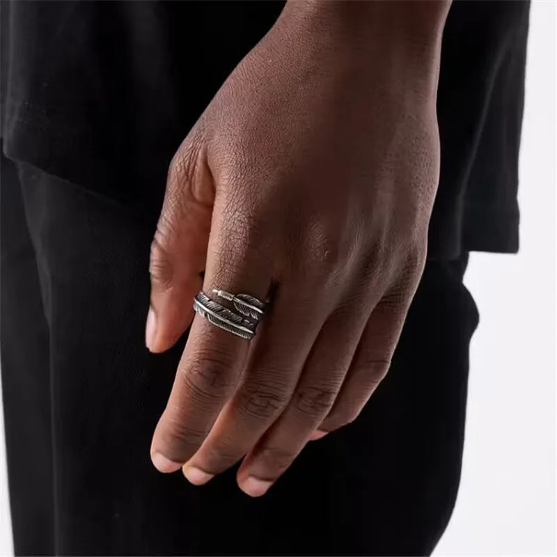 Feather Ring Adjustable for Men & Women — Stainless Steel