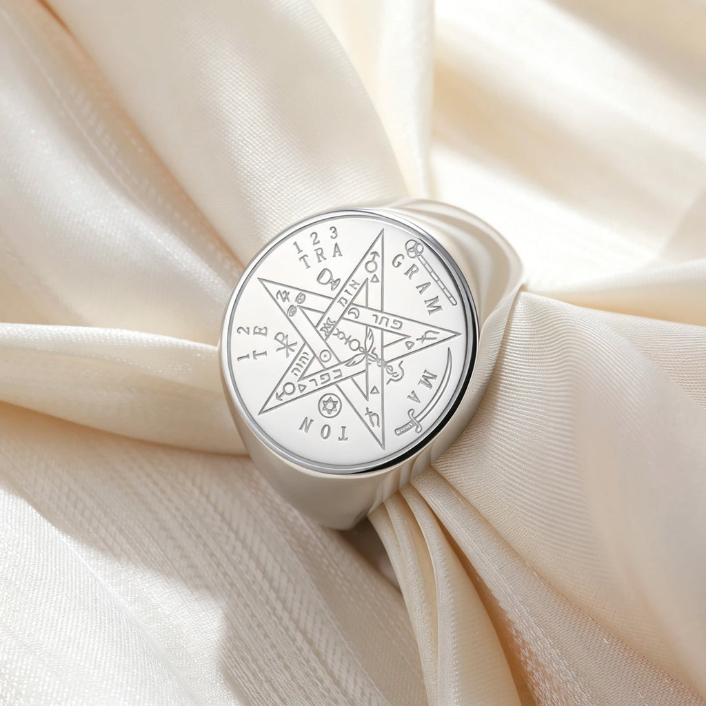 Tetragrammaton Pentacle Signet Ring — Stainless Steel