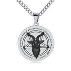 Satan Goat Head Round Stainless Steel Pendant Necklace Vintage Personality Men Pendant Neck Chian Jewelry Fashion Accessories