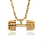 Cool Titanium Steel Dumbbell Pendant Necklace Barbell Fitness Pendant Men and Women Leisure Sports Punk Jewelry