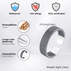 Vnox 5.7mm Woven Textured Open Ring for Men Boys, Adjustable Simple Metal Finger Band, Vintage Male Jewelry