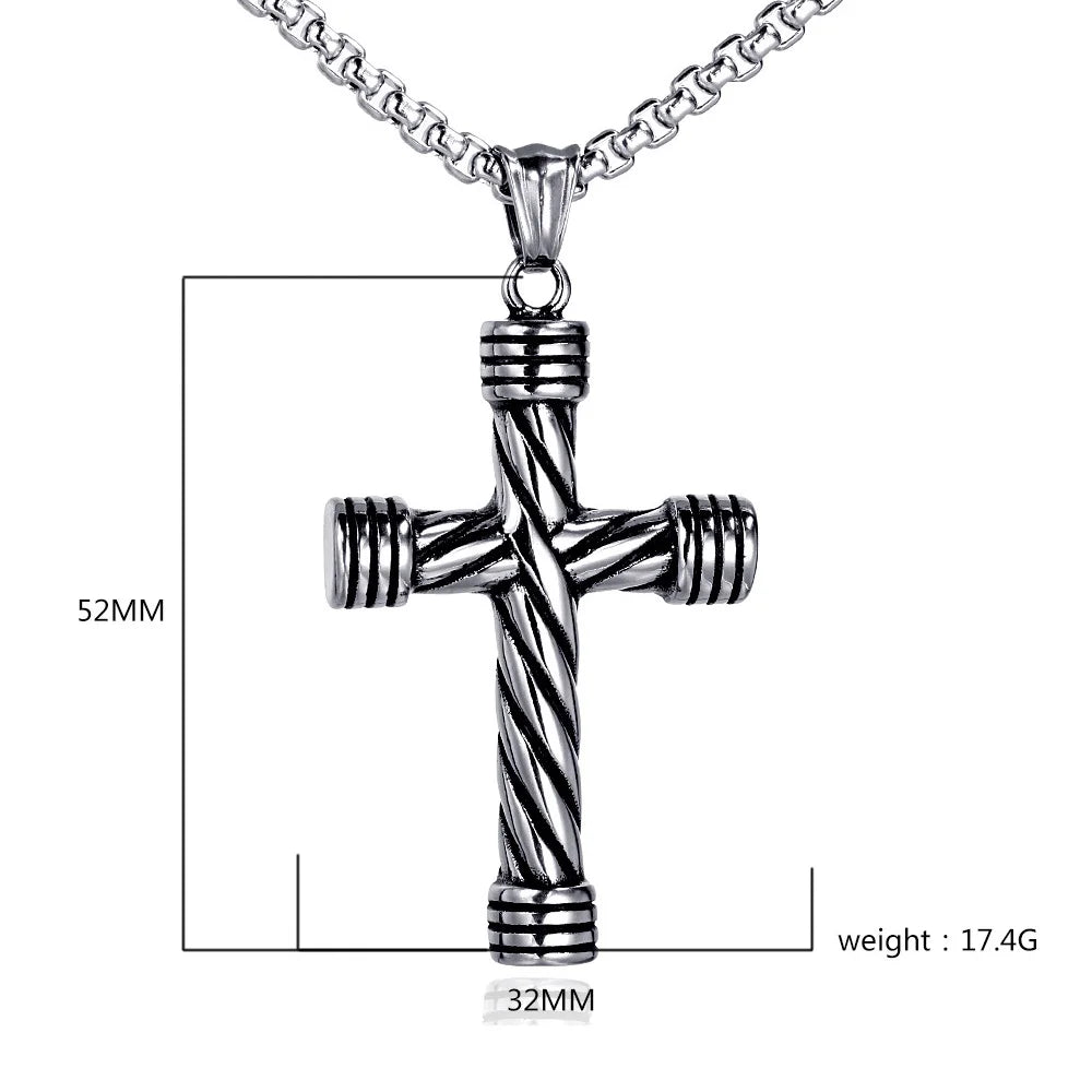 Korean Version Of Simple Stainless Steel Cross Necklace Pendant Men Fashion Christian Believer Pendant Punk Jewelry Gift