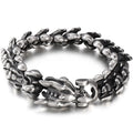 Punk Rock Chinese Loong Dragon Head & Body Chain Bracelet for Man Matte Brushed Stainless Steel Bracelets Men's Male
