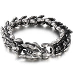 Punk Rock Chinese Loong Dragon Head & Body Chain Bracelet for Man Matte Brushed Stainless Steel Bracelets Men's Male
