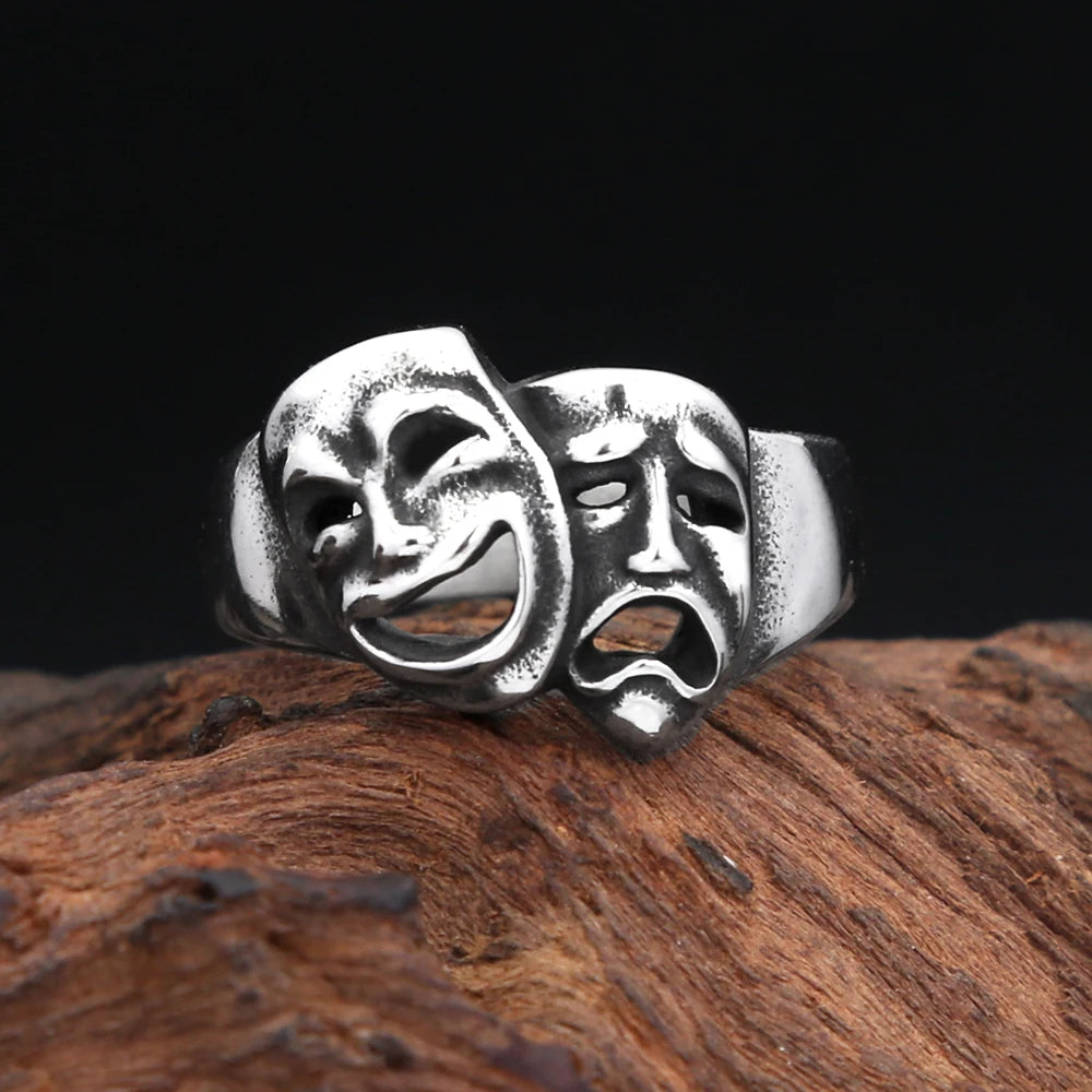 Steel Ring Vintage 316L Stainlesss Cry Smile