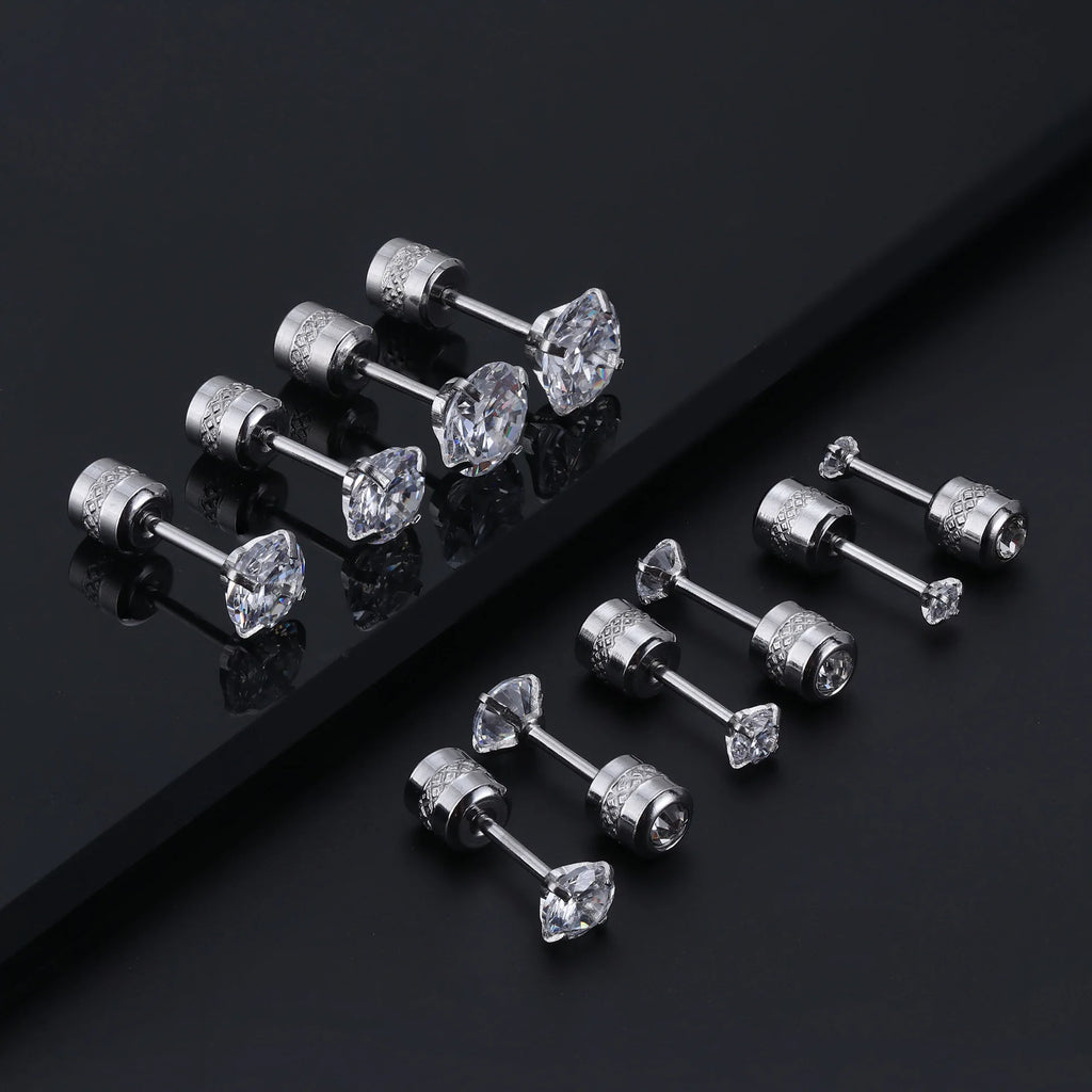2PC Stainless Steel Mini Crystal CZ Screw Stud Earrings Ear Bone Nail Cartilage Helix Lobe Earring Ear Piercing Body