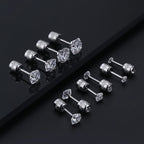 2PC Stainless Steel Mini Crystal CZ Screw Stud Earrings Ear Bone Nail Cartilage Helix Lobe Earring Ear Piercing Body