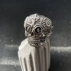 Retro Floral Cross Skull Ring for Men Steampunk Gothic Adjustable Open Ring Biker Jewelry Streetwear Accessories Unisex
