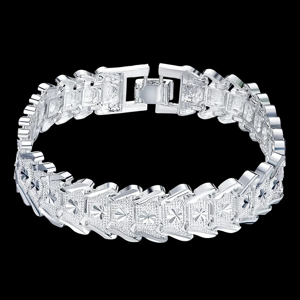 Factory direct fashion 925 Sterling Silver Bracelet for men woman elegant 12MM chain fine Luxury jewelry Wedding party gifts