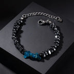 Irregular Black Stone Bracelet for Men — Stainless Steel