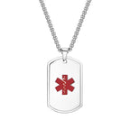 Mprainbow Mens Medical Alert ID Necklaces,Waterproof Stainless Steel Dog Tag Pendant Collar,Father Day Birthday Party