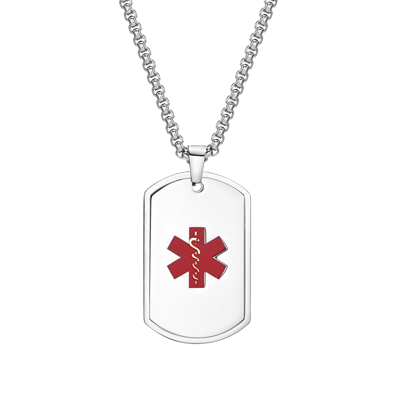 Mprainbow Mens Medical Alert ID Necklaces,Waterproof Stainless Steel Dog Tag Pendant Collar,Father Day Birthday Party