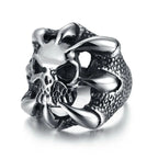 Retro Officer Skull Rings for Men Women Punk Hip Hop Rock Skeleton Trendy Ring Fashion Jewelry Gifts Adjustable