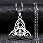 Wicca Celtic Knot Triple Moon Goddess Necklace Stainless Steel Gold Color Witch Amulet Chain Necklaces Pagan Jewelry