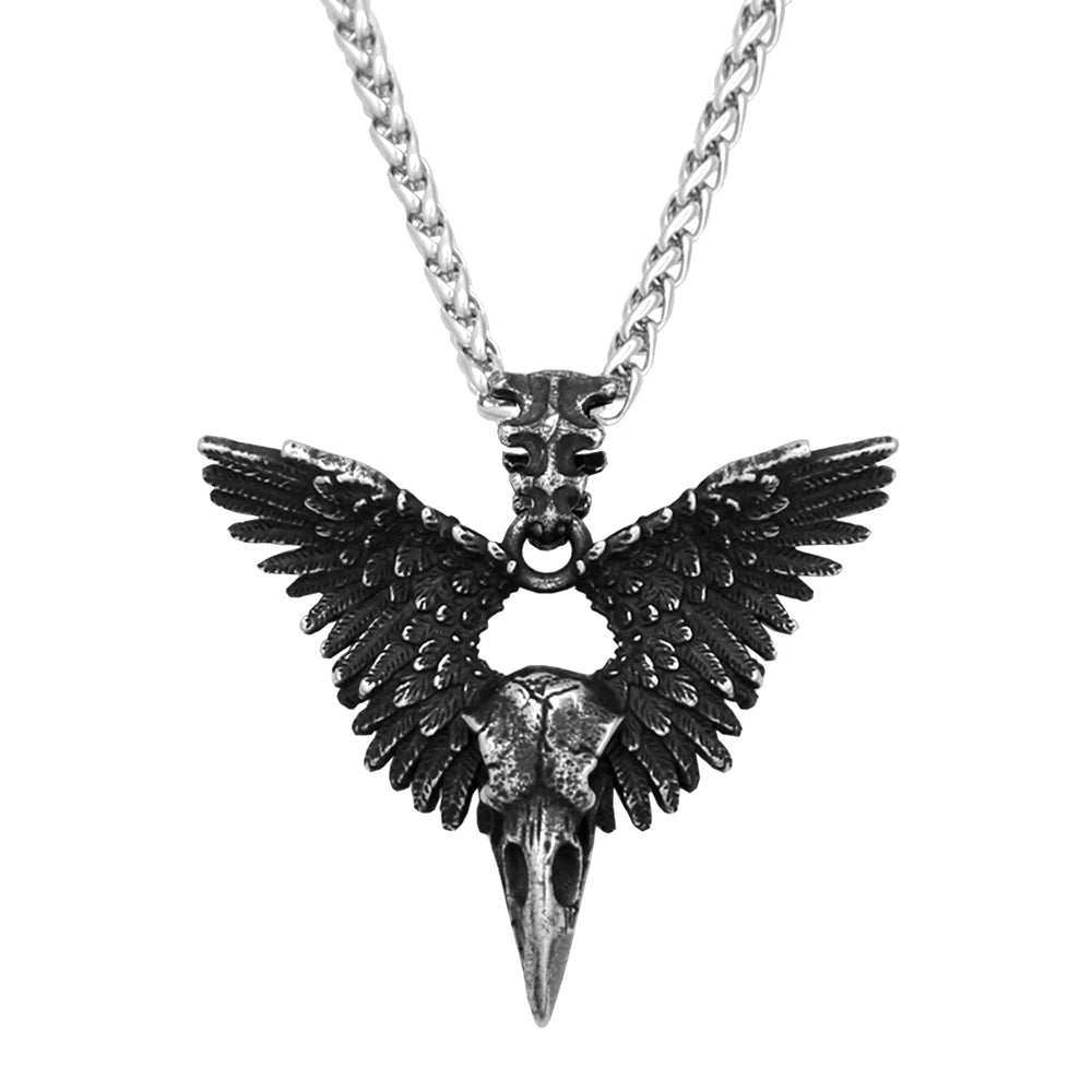 Crow Skull Pendant Necklace — Stainless Steel