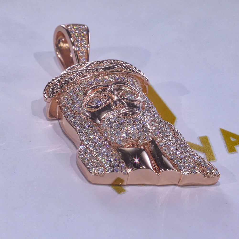 Rose Gold Jesus Head Pendant 925 Silver