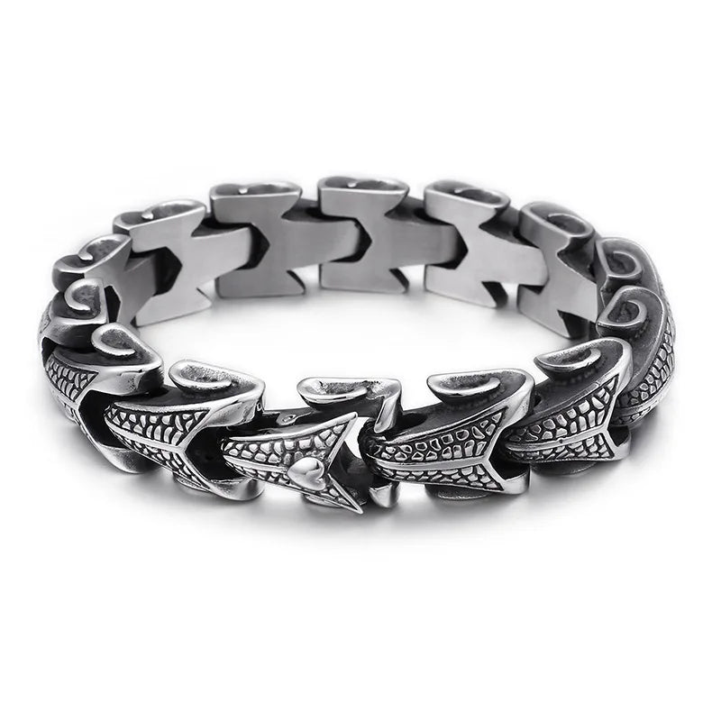 Punk Rock Viking Cuban Curb Bracelet Wrist Men Retro Hiphop Stainless Steel Charm Chain Male Dragon Bracelets Bangle