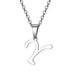 Vintage Initial Letter Pendant Necklace for Women Simple Stainless Steel Letter Glossy Clavicle Chain Choker Necklaces Jewelry
