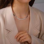 Gold Herringbone Snake Chain Necklace 5mm — Stainless Steel