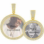 Large Round Photo Customized Pendant Necklace For Women Men Full Zirconia Neck Chain Hiphop Jewelry Memory Couple