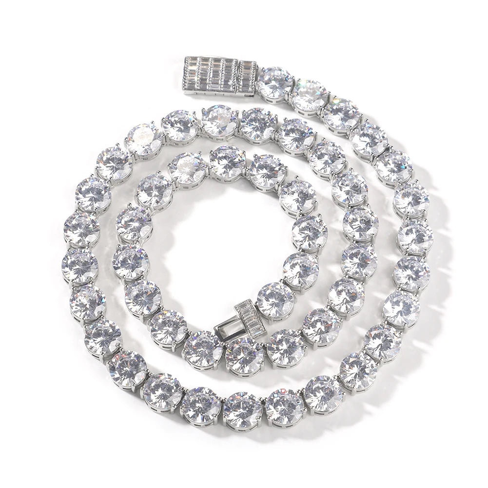 UWIN Iced Cubic Zircon Tennis Chain Necklace for Men 10mm Tennis Necklace with Baguettecz Spring Clasp Fashion Jewelry