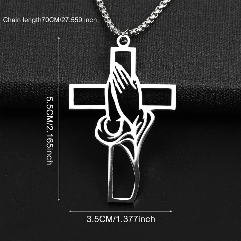 Jesus Cross Stainless Steel Pendant Necklace