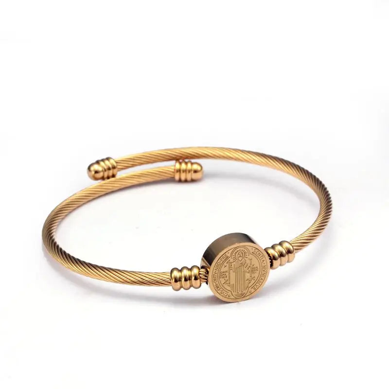High Quality Virgin Mary Charm Bangles Men Women Stainless Steel Chain Link Cuff Sporty Bracelets Jewelry