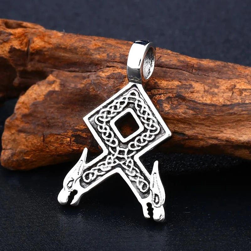 Viking Disc Cross Pendant — Stainless Steel