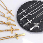 Stainless Steel Catholic Cross Necklace for Men,St. Benedict's Catholic Crucifix Pendant Necklace,Religion Gothic