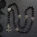 Baphomet Pentagram Cross Necklace — Black Metal